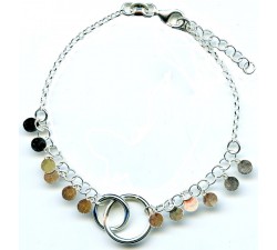 Bracelet argent double rond/pastille pampille