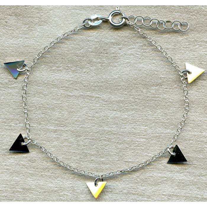 Bracelet argent 5 triangles/ pampille