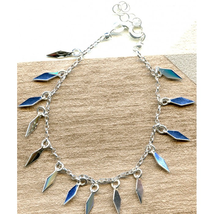 Bracelet argent losange/ pampille