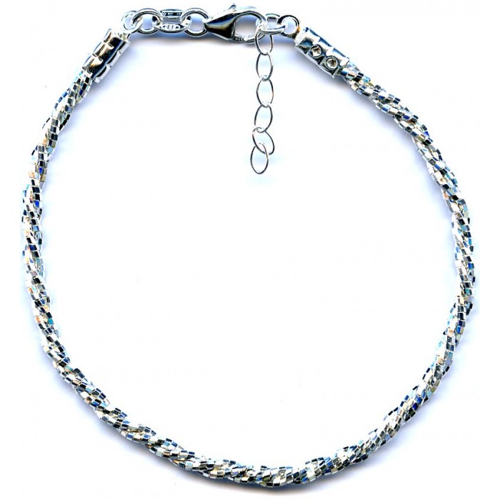 Bracelet argent tresse diamantée semi-rigide