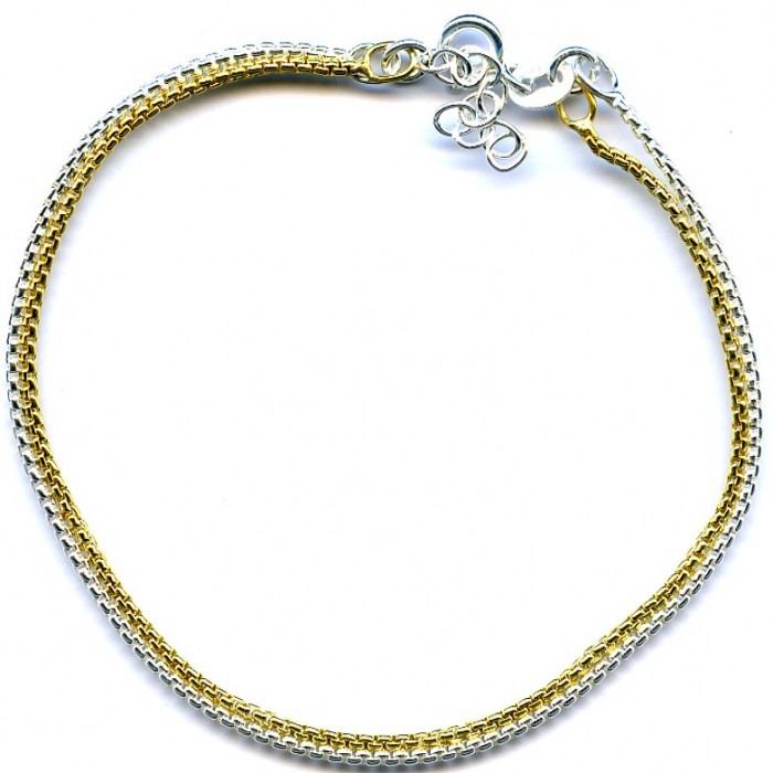 Bracelet argent 2 rangs/argenr+gold