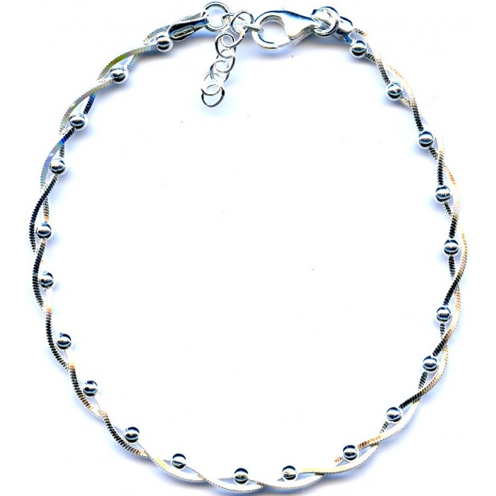 Bracelet argent tresse bille semi-rigide