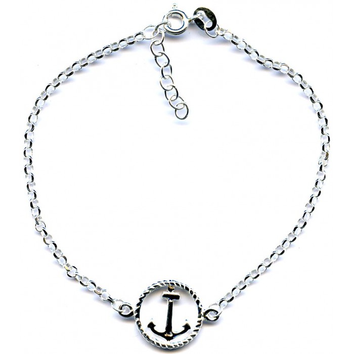 Bracelet argent ancre marine