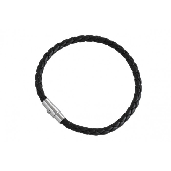 Steel leather bracelet/magnetic system/5mm