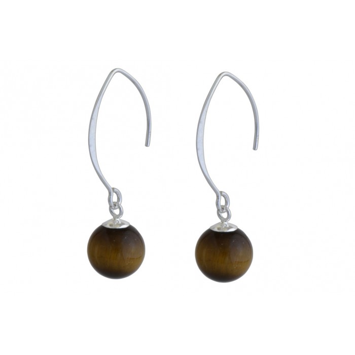 boucles d'oreille argent pierre pendante/oeil de tigre