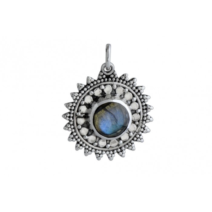 Pendentif argent pierre/soleil