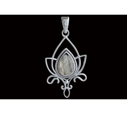 Pendentif argent pierre/fleur de lotus
