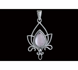 Pendentif argent pierre/fleur de lotus