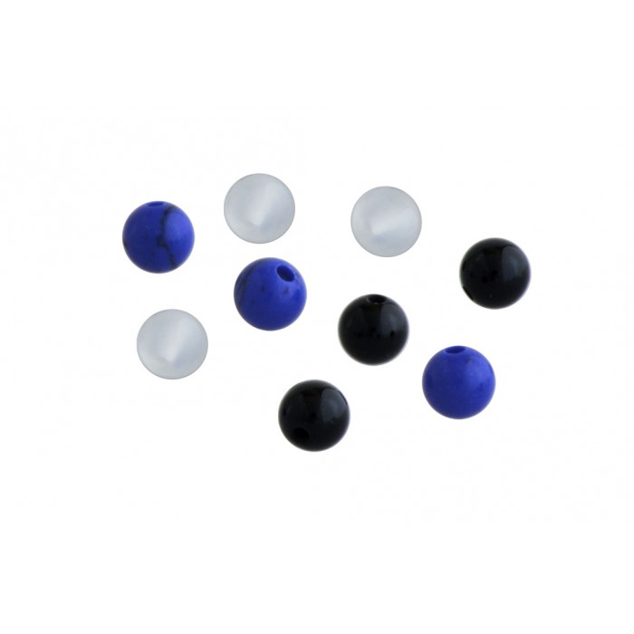 Clear Agate  , Agate noire, Lapis reconstitué 2trous/4mm