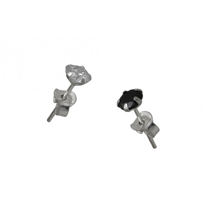 Boucle d'oreille argent pierre/cz rond