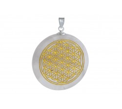 Pendentif argent pierre/fleur de vie