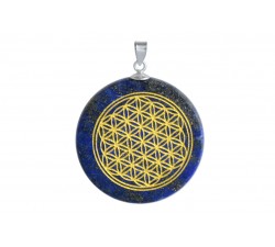 Pendentif argent pierre/fleur de vie
