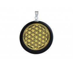 Pendentif argent pierre/fleur de vie
