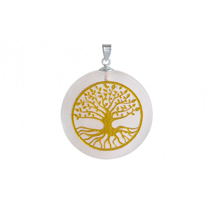 Pendentif argent pierre/arbre de vie