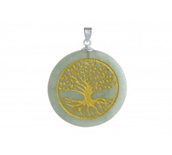 Pendentif argent pierre/arbre de vie