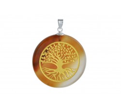 Pendentif argent pierre/arbre de vie