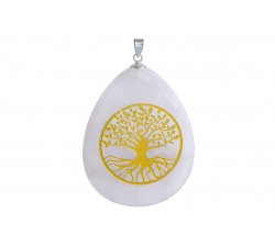 Pendentif argent pierre/arbre de vie/ovale