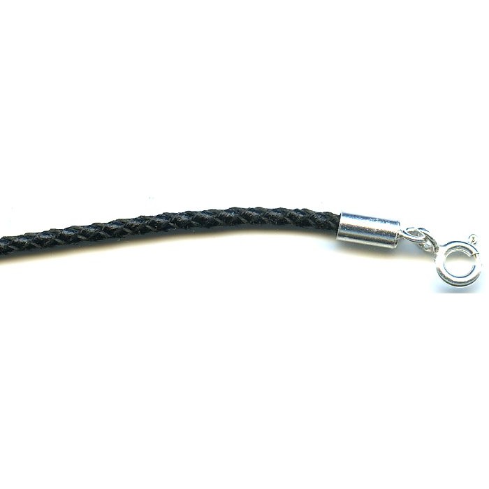 Silver tresse necklace/top leather/2,5mm