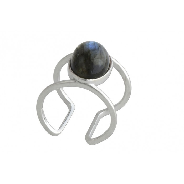 Bague argent pierre labradorite (reglable)