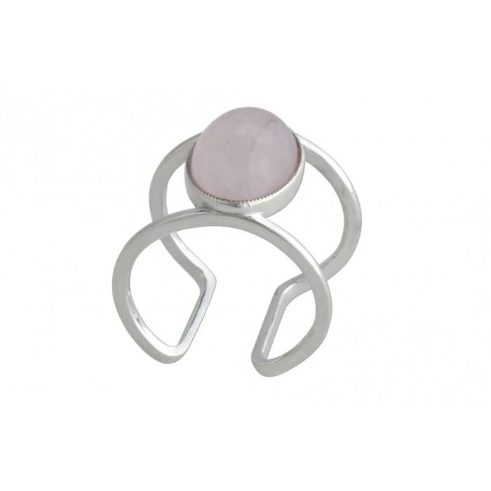 Bague argent pierre quartz rose (reglable)