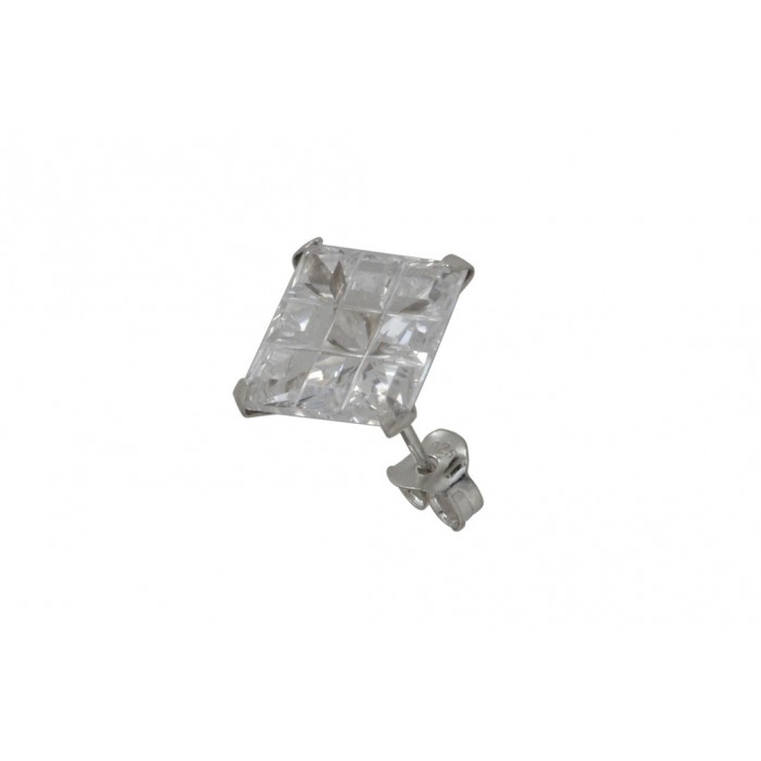 Boucle d'oreille argent pierre/quadrillé wh cz