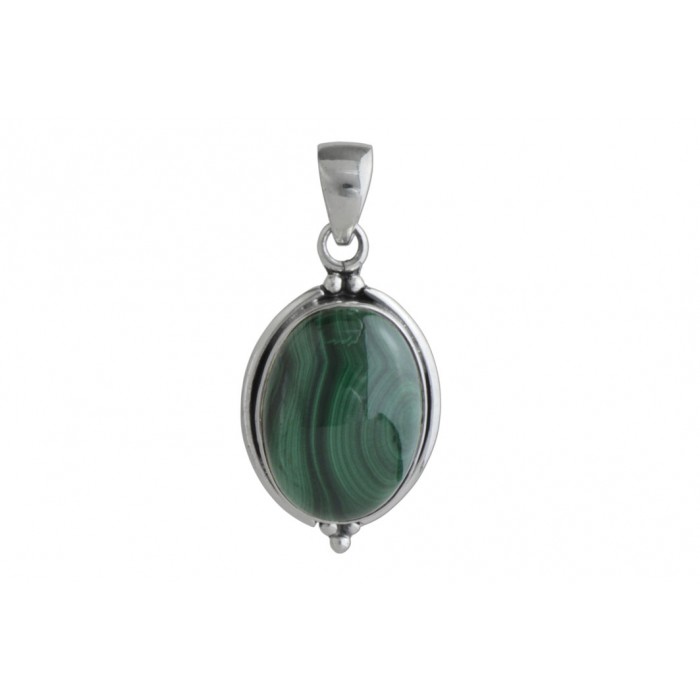 Pendentif argent pierre/ovale ethnique/30mm