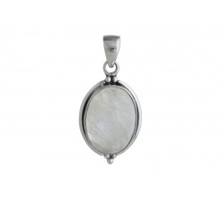 Pendentif argent pierre/ovale ethnique/30mm