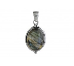 Pendentif argent pierre/ovale ethnique/30mm