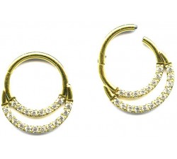 steel ip gold segment ring 1.2mm CZ / à l'unité