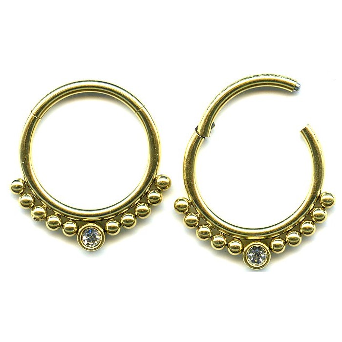 Steel ip gold segment ring 1.2mm CZ / à l'unité