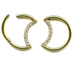Steel ip gold segment ring 1.2mm CZ lune / à l'unité