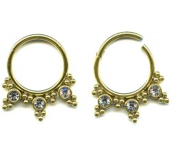 Steel ip gold segment ring 1.2mm CZ / à l'unité