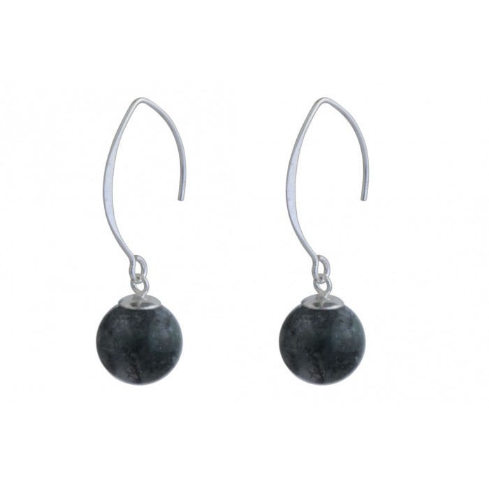 Boucle d'oreille argent pierre pendante/moss agate