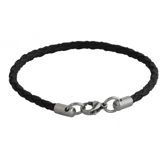 Steel top leather bracelet/3mm