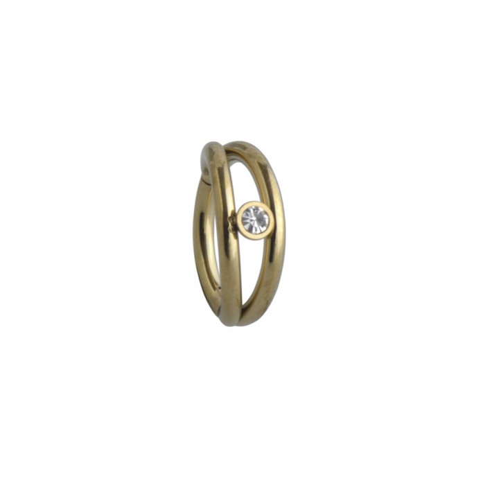 Steel ip gold segment ring 1.2mm CZ / à l'unité