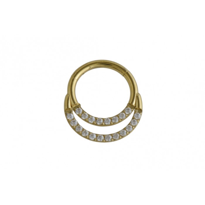 steel ip gold segment ring 1.2mm CZ / à l'unité