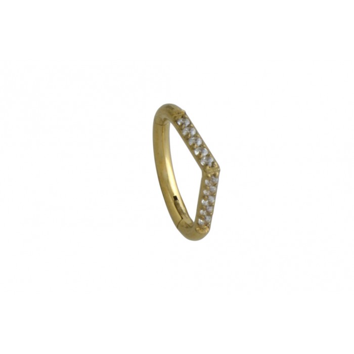steel ip gold segment ring 1.2mm CZ / à l'unité