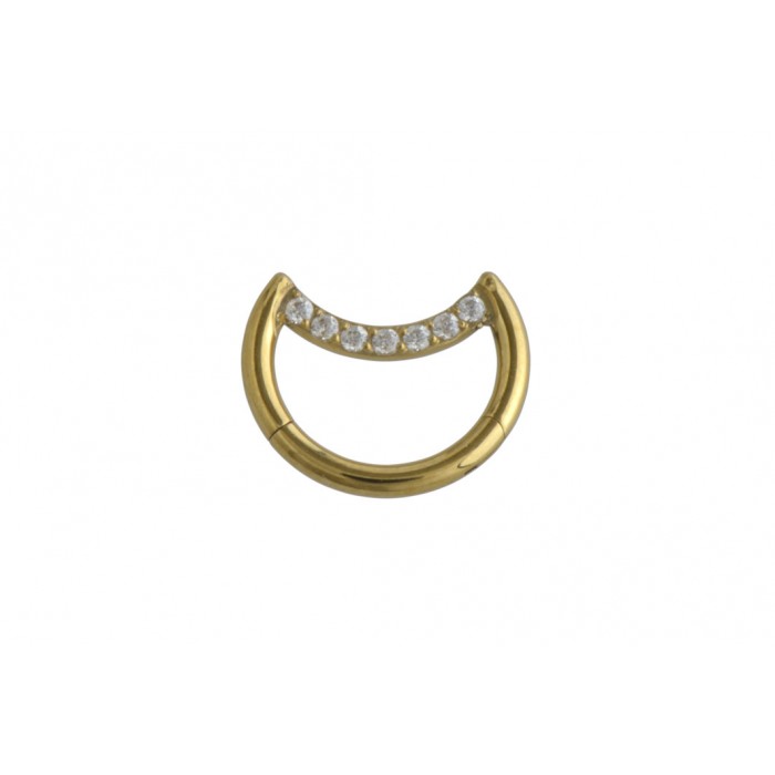 Steel ip gold segment ring 1.2mm CZ lune / à l'unité
