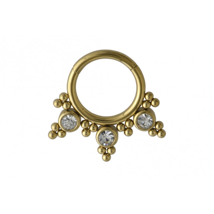 Steel ip gold segment ring 1.2mm CZ / à l'unité