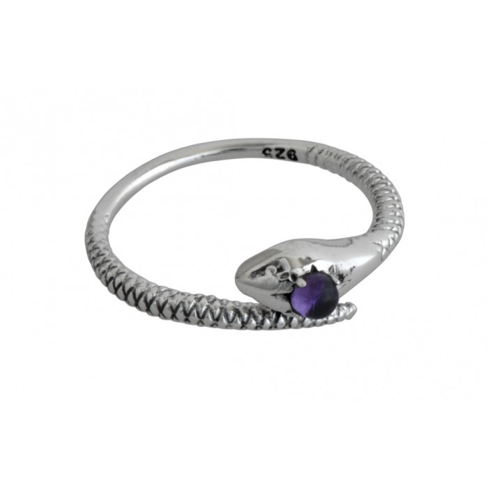 Bague argent pierre améthyste/serpent