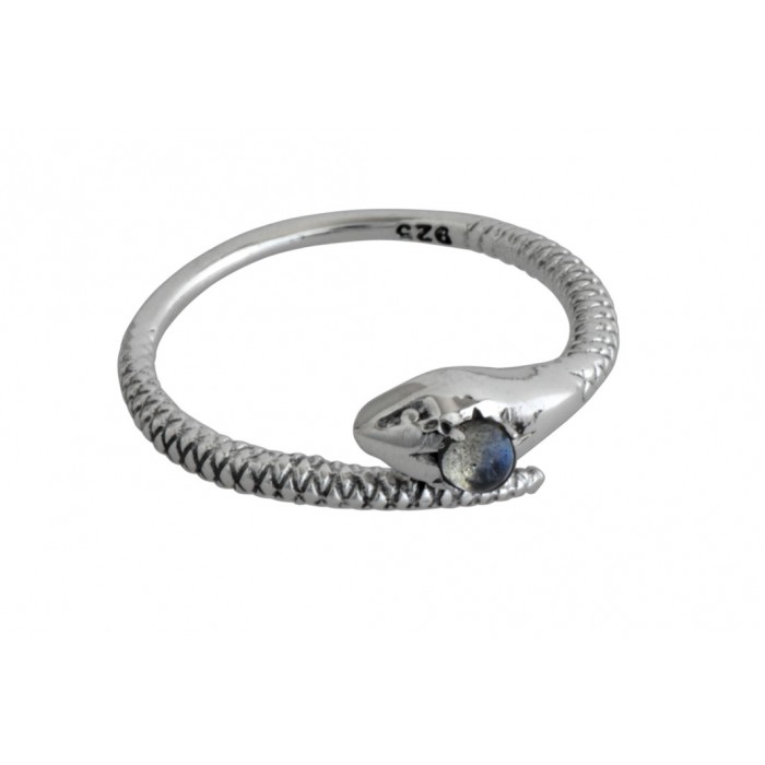 Bague argent pierre labradorite/serpent