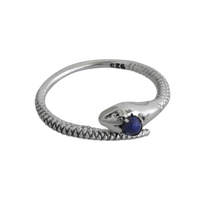 Bague argent pierre lapis lazuli/serpent