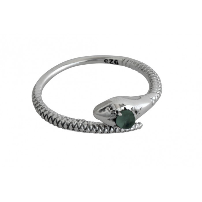 Bague argent pierre malachite/serpent