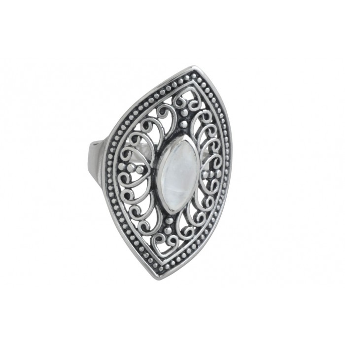 Bague argent pierre pierre de lune/filigrane