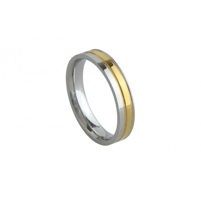Steel ip gold ring