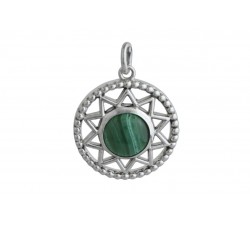 Pendentif argent pierre/soleil cercle ajouré