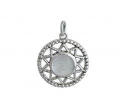 Pendentif argent pierre/soleil cercle ajouré