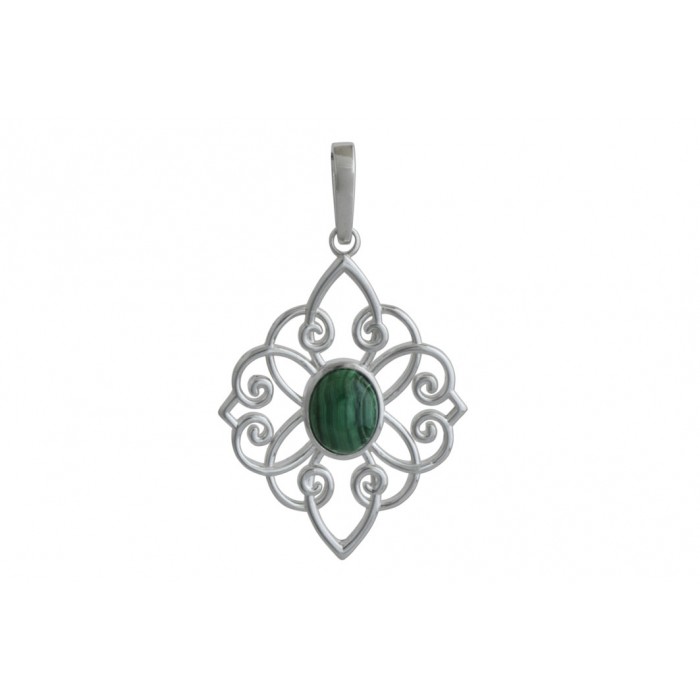 Pendentif argent pierre/fleur