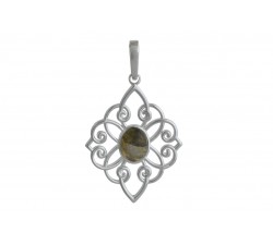 Pendentif argent pierre/fleur