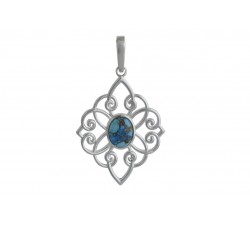 Pendentif argent pierre/fleur